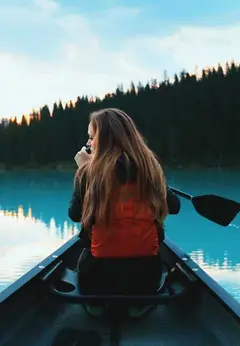 Canoe on a forest lake