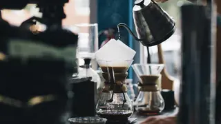 Pour-over coffee being brewed