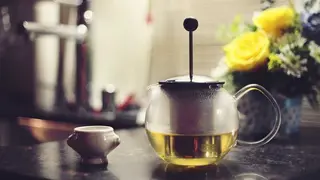 Tea in a glass teapot